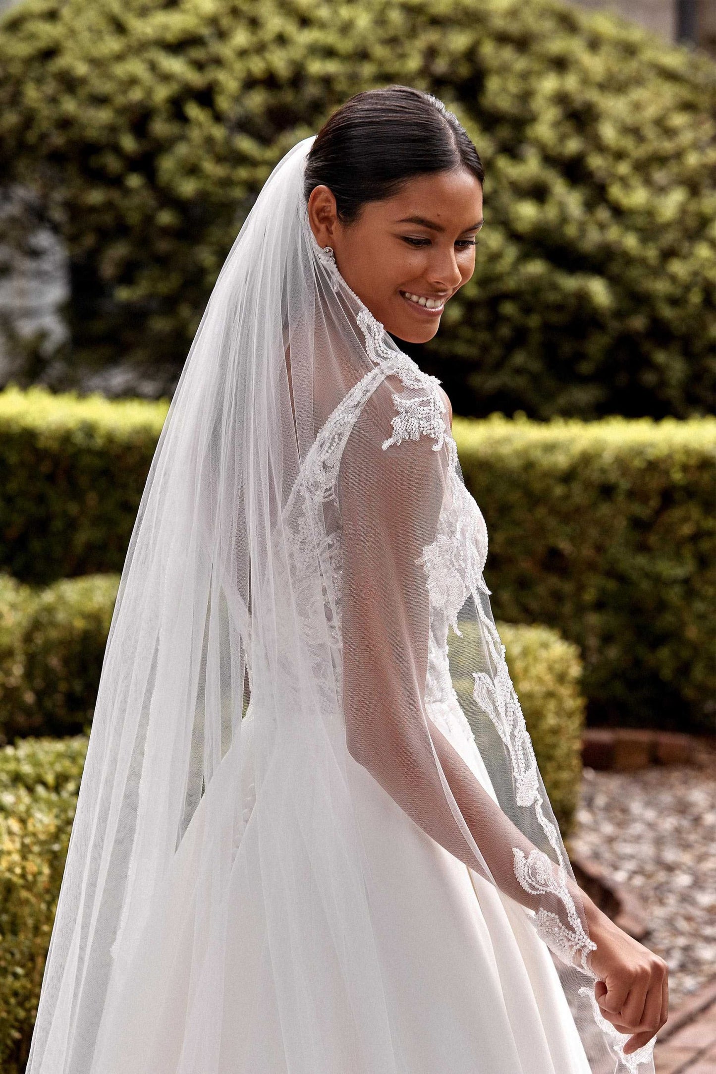 Plunging V-Neck Satin Ball Gown with Fully Beaded Bodice - Vintage Rose Bridal