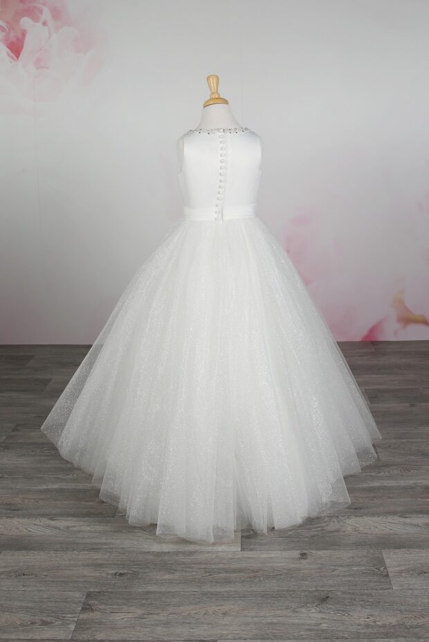 Beaded Neck Glitter Ballgown - Vintage Rose Bridal