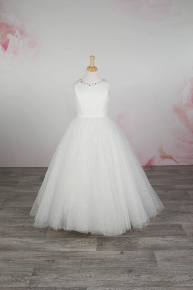Beaded Neck Glitter Ballgown - Vintage Rose Bridal