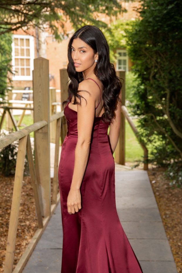 Emma Bridal - V-Neck Slit Skirt Pleated Dress - WN3001