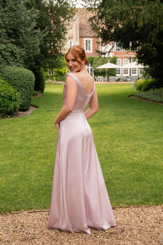 Emma Bridal - Pleated & Draped Shoulder Grazer Dress - WN3013