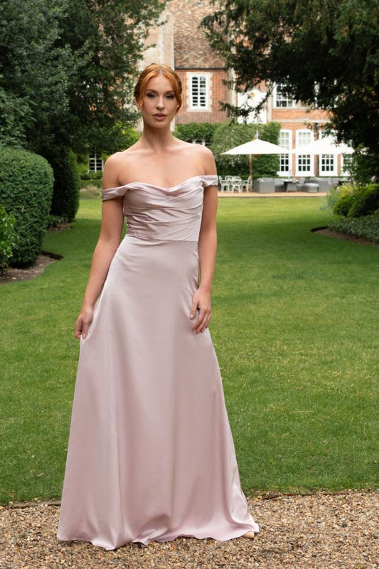 Emma Bridal - Pleated & Draped Shoulder Grazer Dress - WN3013