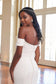 Off-the-Shoulder Stretch Crepe Fit and Flare Gown Wedding Dress - Vintage Rose Bridal