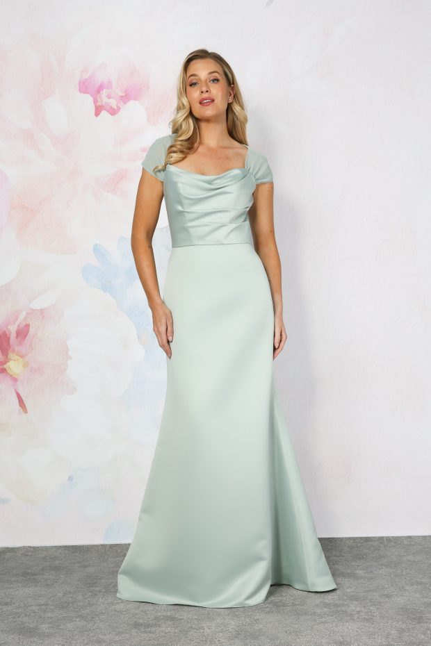 Emma Bridal - Draped Front Open Back Fit & Flare Dress - EB7835