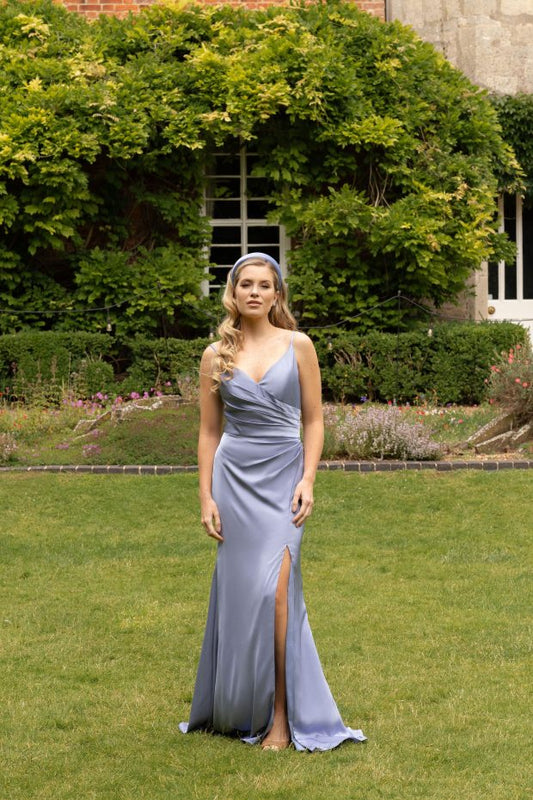 Emma Bridal - V-Neck Slit Skirt Pleated Dress - WN3001