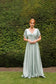 Emma Bridal - Pixie Sleeve Pleated Body V-Neck Dress - WN3009