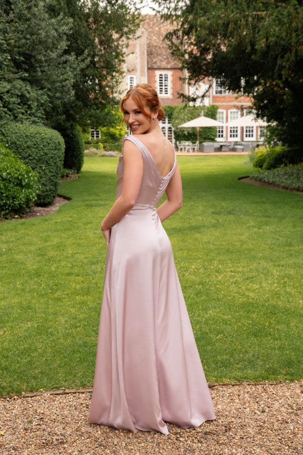 Emma Bridal - Pleated & Draped Shoulder Grazer Dress - WN3013