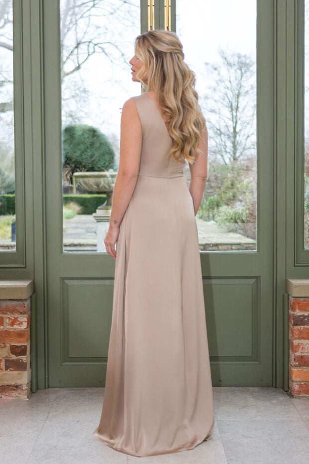 Emma Bridal - Pleated V-Neck Wrapover Dress - WN3024